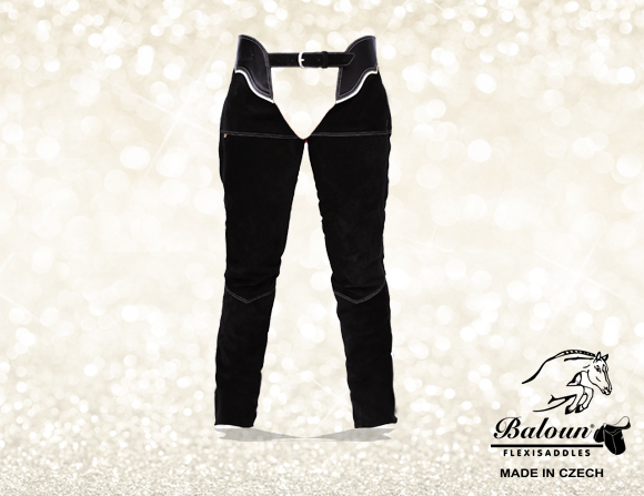 Full chaps Baloun® made of black velour leather.