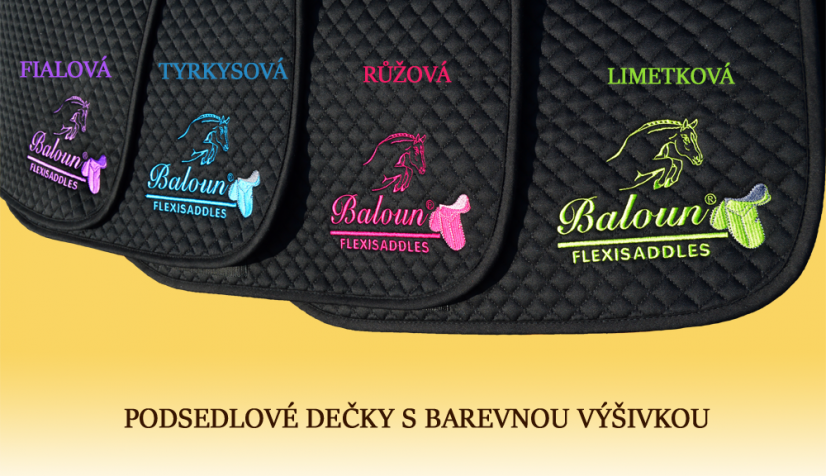 Black saddle pads Baloun® with embroidery in different colors