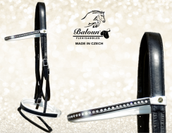 Luxury leather bridle Baloun® made of black leather and white leather padding