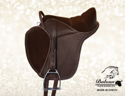 Horse saddle Baloun for kids made of dark brown leather with bright stitching - model 5