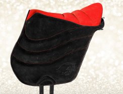 Treking pad Baloun® vyroben z červeno-černé velurové kůže