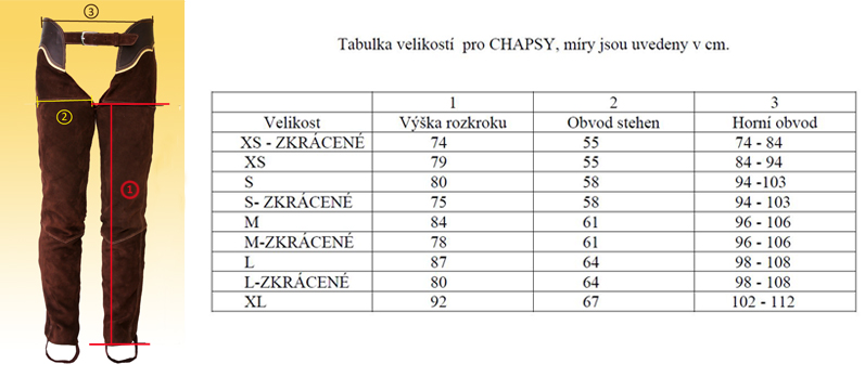 CHAPSY - S TŘÁSNĚMI - hladká kůže