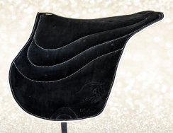 Fully gelled riding pad Baloun® - black velour leather with bright hem Fully gelled riding pad Baloun® - black velour leather with bright hem