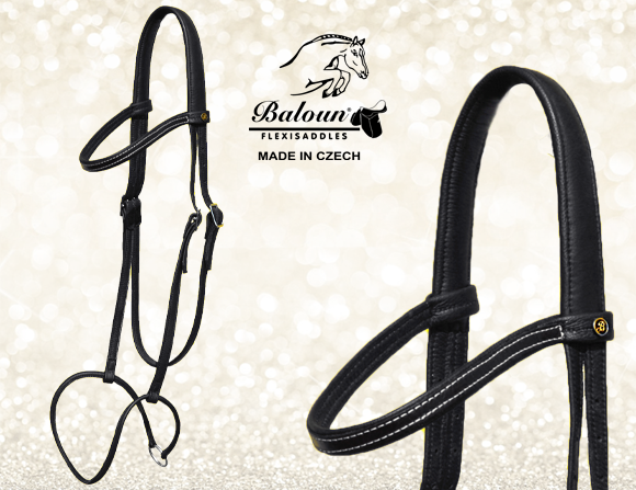 Leather bitless bridle Baloun® made of black leather