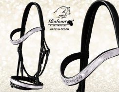 PONY bridle Baloun® made of black leather and silver design leather