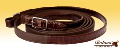 Leather reins Baloun®  made of chestnut leather and design leather brown croco