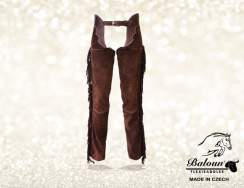 Full chaps Baloun® with fringes made of dark brown velour leather Full chaps Baloun® with fringes made of dark brown velour leather