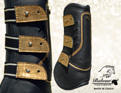 Leather tendon boots Baloun® made of black leather and gold design leather
