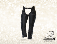 Full chaps Baloun® with fringes made of black smooth leather Full chaps Baloun® with fringes made of black smooth leather