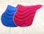 Riding pad Baloun® made of latex - blue and dark pink velour leather with bright hem